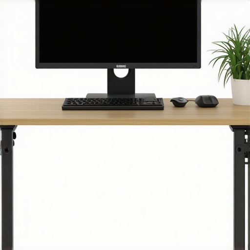 Ergonomic workspace for neck health Adjustable desk and monitor promoting proper neck alignment