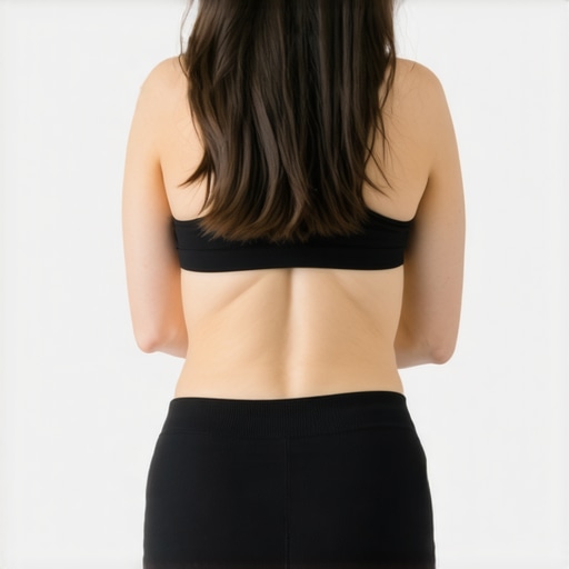 Person stretching back at home to relieve sciatic pain.