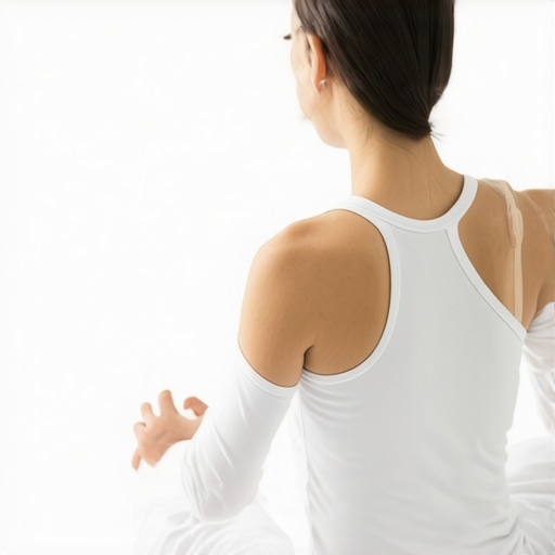 Person practicing mindfulness and yoga for back health