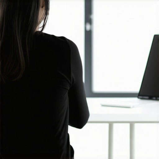 Person stretching back in ergonomic office setting to promote mobility