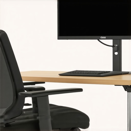 Ergonomic Workspace for Better Neck Posture A well-designed ergonomic workspace with adjustable monitor and supportive chair