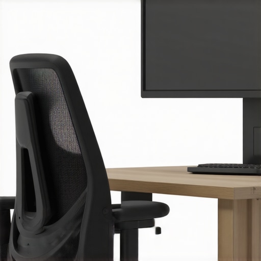 A person working at an ergonomic desk setup with proper posture