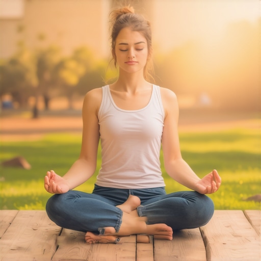 Person meditating in a tranquil natural setting, promoting emotional well-being and nerve healing.