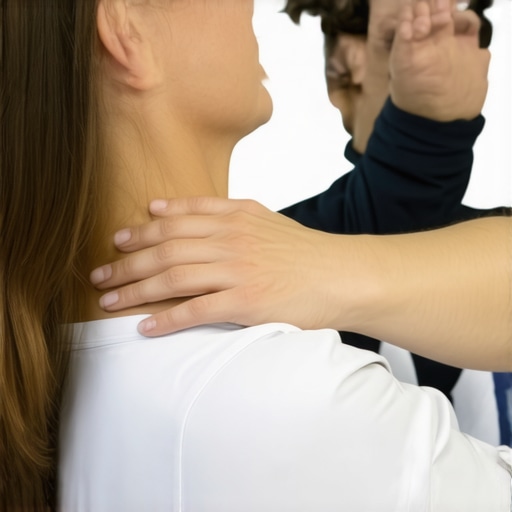 Neck mobility exercises demonstration Physiotherapist demonstrating neck stretches to improve mobility
