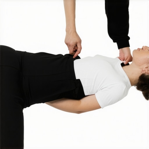 Therapist and patient performing nerve gliding exercises to improve sciatic nerve mobility.