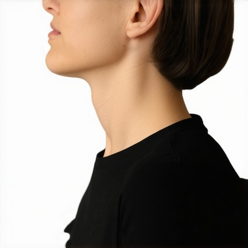 Person performing neck stretching to improve flexibility and relieve stiffness.