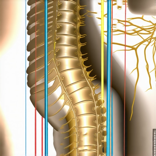 Neural Pathways in Spinal Pain An anatomical diagram showing nerves and spine to illustrate pain pathways