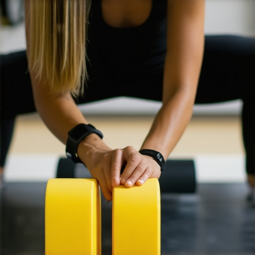 Person using foam roller and wearing a fitness tracker for back and neck health