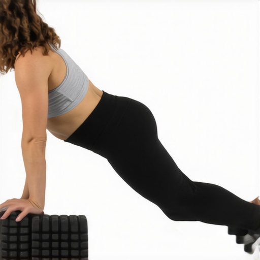 Person performing self-myofascial release using a foam roller and massage ball to alleviate back and hip tension.