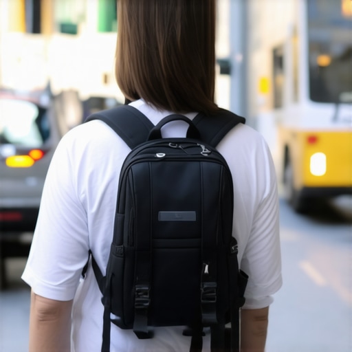 Person adjusting ergonomically designed backpack straps, showcasing proper load distribution for back health.