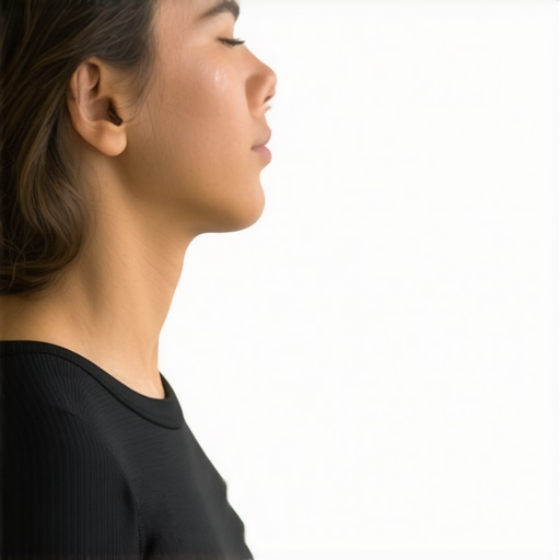 Individual gently turning head side to side for neck mobility