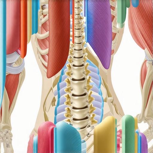 An infographic of a human spine with muscle overlays demonstrating mobility and stabilization techniques.