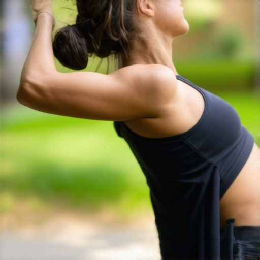Person stretching back outdoors to relieve sciatic pain