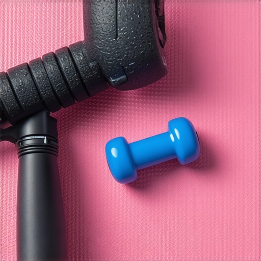 Effective Self-Massage Tools for Back and Neck Wellbeing Foam roller and massage gun positioned for back relief on a workout mat.