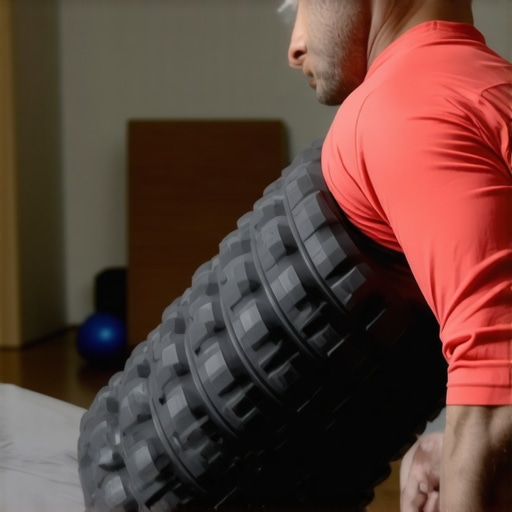 Individual rolling out their back with a textured foam roller to improve flexibility