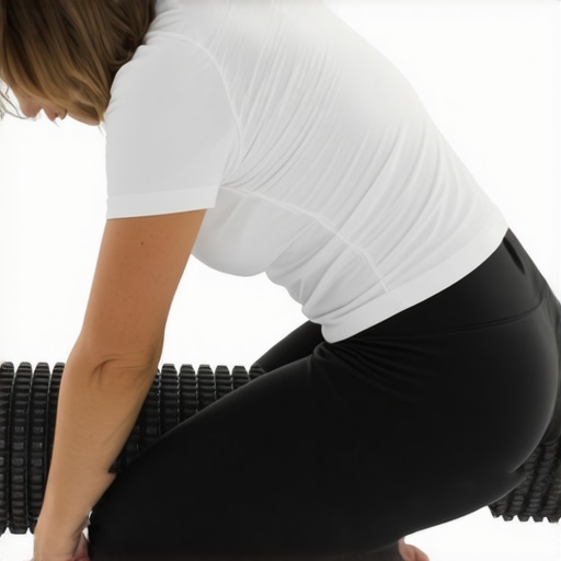 Person demonstrating foam rolling exercise to enhance back mobility.