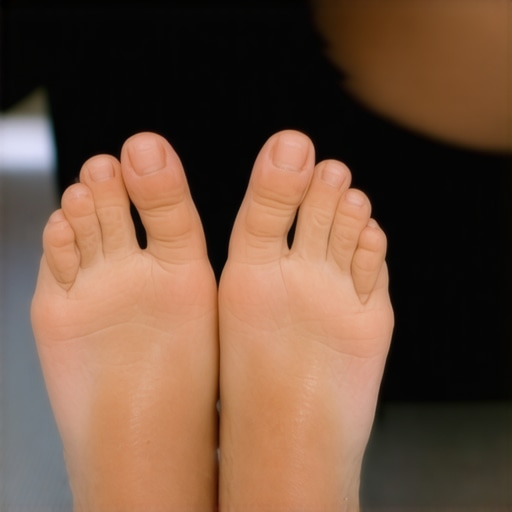 Person demonstrating foot stretching and ankle rotation exercises