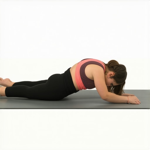 Person doing pelvic tilts on yoga mat to improve pelvic alignment.