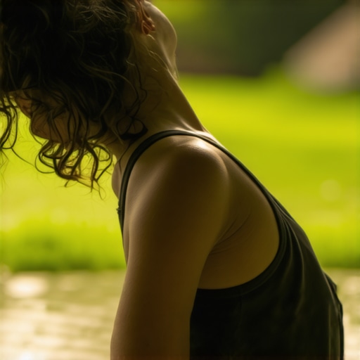 Person doing a safe, controlled back stretch in a peaceful environment
