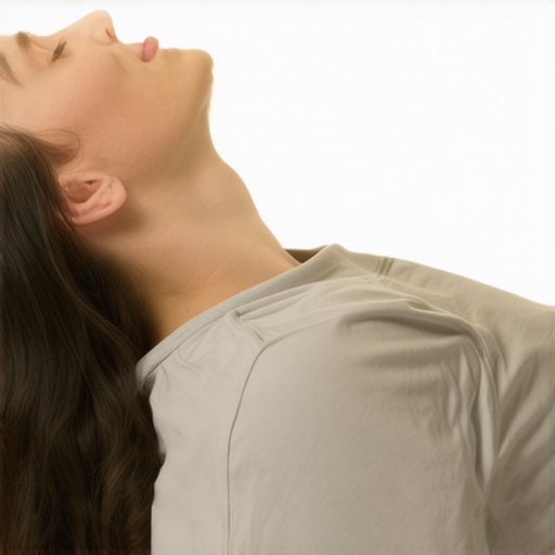 Person demonstrating diaphragmatic breathing lying on back, focusing on belly expansion
