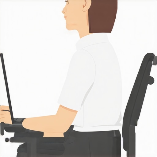 Illustration showing ideal ergonomic sitting posture with proper desk setup