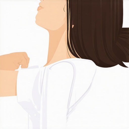 Person doing neck stretches to relieve pain in a cozy home environment.