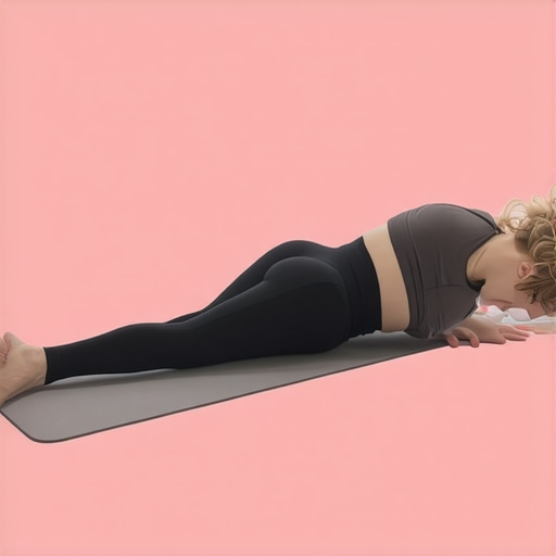 A person lying on their back doing pelvic tilt exercises to improve pelvic alignment.
