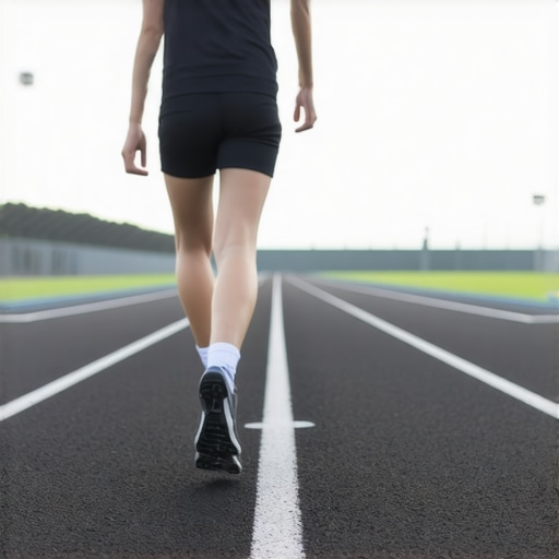 Illustration showing correct walking posture with heel-to-toe strike and upright posture.