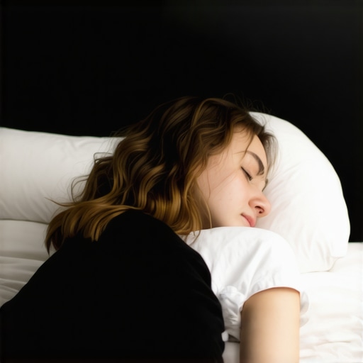 Person lying on their back with pillows under knees and neck alignment