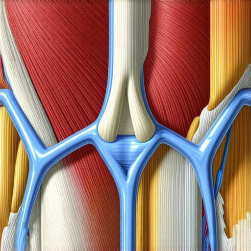 Illustration of sciatic nerve pathway and common muscle knots in the leg