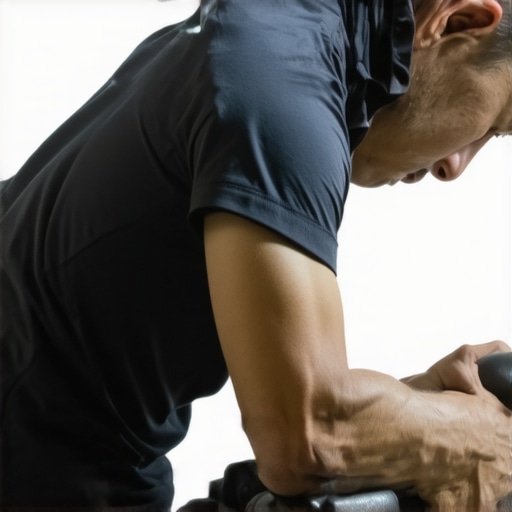 Individual demonstrating foam rolling and massage ball exercises to improve mobility.