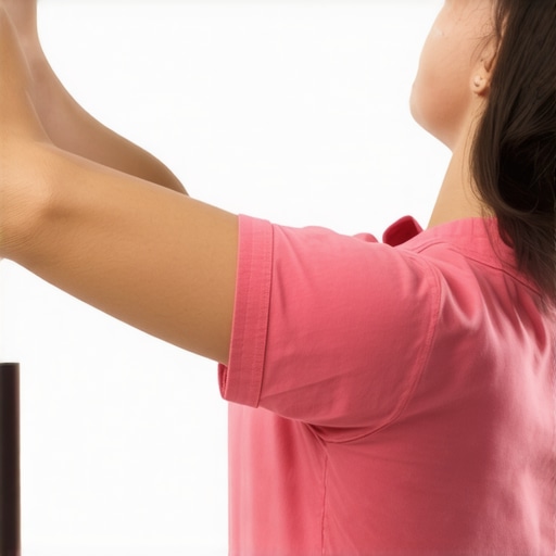 Person performing spinal stretch exercises at a well-set ergonomic desk