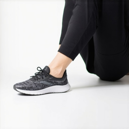 A person performing a wall-assisted ankle mobility stretch to improve dorsiflexion and relieve lower back pain.