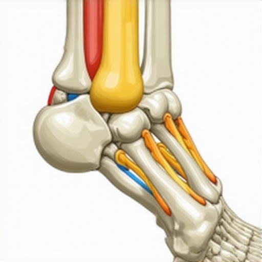 Anatomical diagram showing the connection between ankle mobility and lower back health.