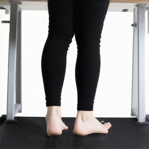A textured anti-fatigue mat designed to encourage foot movement and reduce back strain while using a standing desk.
