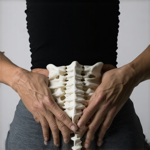 Hands showing the placement for finding the Transverse Abdominis muscle for back stability