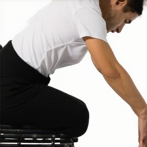 A person performing a seated nerve glide exercise to relieve sciatic nerve tension without aggressive stretching.