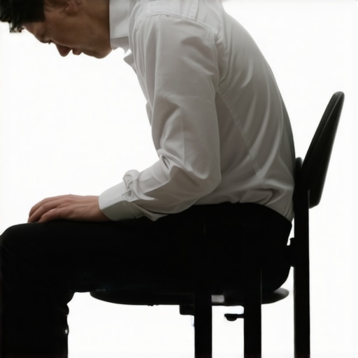 Person demonstrating dynamic sitting to avoid static spinal loading