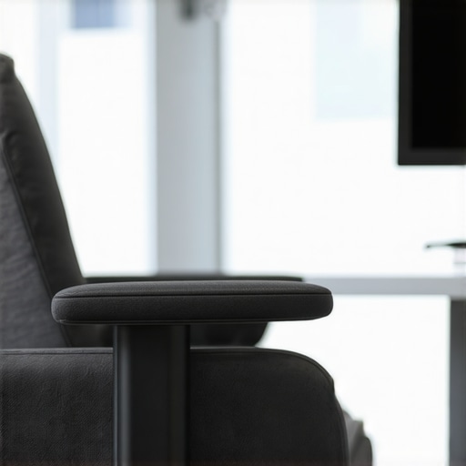 A high-density foam lumbar roll properly installed on an office chair to maintain natural spinal alignment.