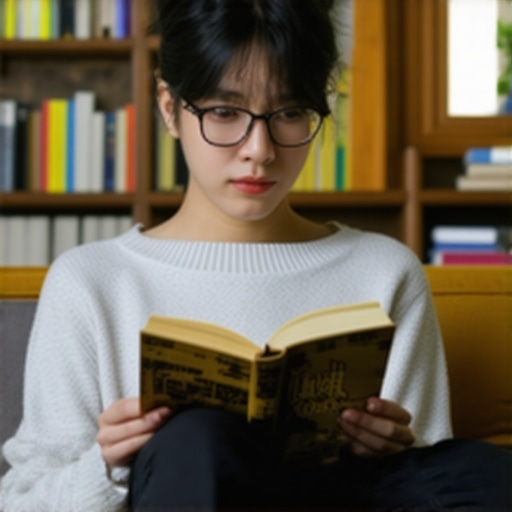 Person using a book stand and lumbar roll to prevent neck and back pain while reading.