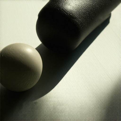 A lacrosse ball and foam roller on a mat for back pain relief maintenance.