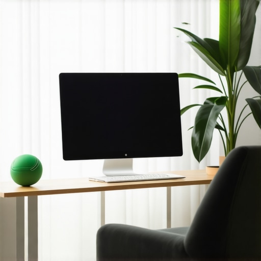 Lacrosse ball and ergonomic monitor setup for back and neck health