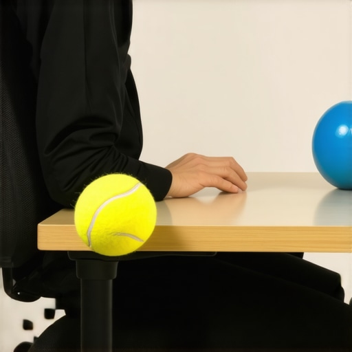 Lumbar roll and tennis ball used for back pain relief and posture support