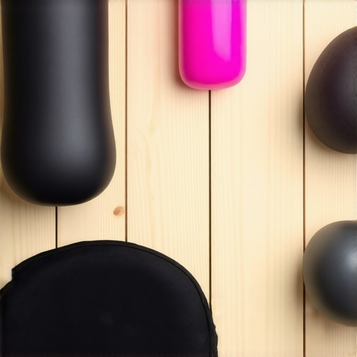 A collection of mobility tools including a lumbar roll and lacrosse ball for back pain relief