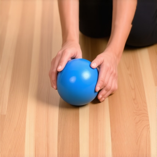 Person using a massage ball on their foot arch to relieve spinal tension.