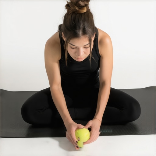 Person using a tennis ball for sciatic relief