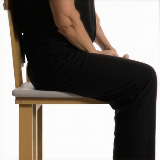 A person sitting and straightening their leg to test for nerve pain or sciatica symptoms.