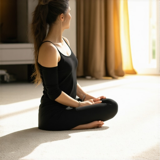 A person practicing healthy floor sitting to improve spinal alignment and hip mobility.