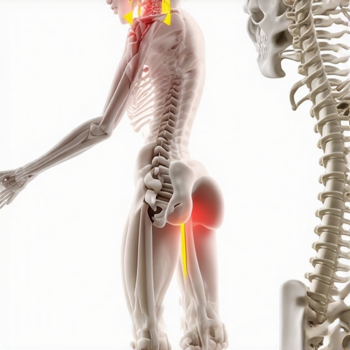 Illustration showing how forced rigid posture creates muscle tension compared to natural spinal alignment.