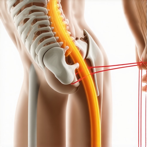 Diagram showing how stretching hamstrings can pull on the sciatic nerve